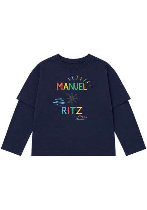 T-shirt bambino blu in cotone Manuel Ritz | 4545BLU